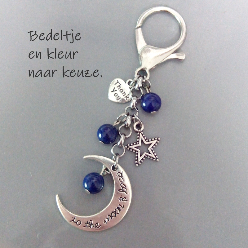 Thank you TO THE MOON AND BACK hanger - ontzettend bedankt Sleutelhanger