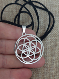 Stainless Steel Flower of Life ketting als choker of lange ketting