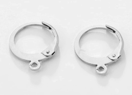 Oorbelhaakjes (per paar) 15mm creolen Zilver RVS Stainless Steel - DIY - loodvrij allergievrij