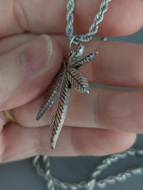 Wietblad Grass ketting - 420-friendly chain - Flower Power ketting - Stainless steel