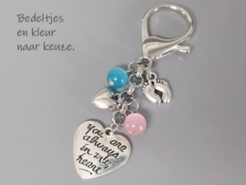 YOU ARE ALWAYS IN MY HEART - voor altijd in mijn hart Sleutelhanger - ketting