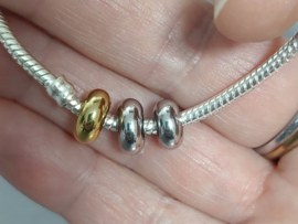 Spacer bedel 'Century RVS' voor 3mm-4,2mm - stopper voor bedelarmband Pandora Trollbeads enz.