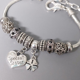 Zussen armband Special Sister in Pandora Style - Cadeau voor zussen - 7 kleuren.