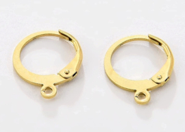 Oorbelhaakjes (per paar) 15mm creolen Goud RVS Stainless Steel - DIY - loodvrij allergievrij