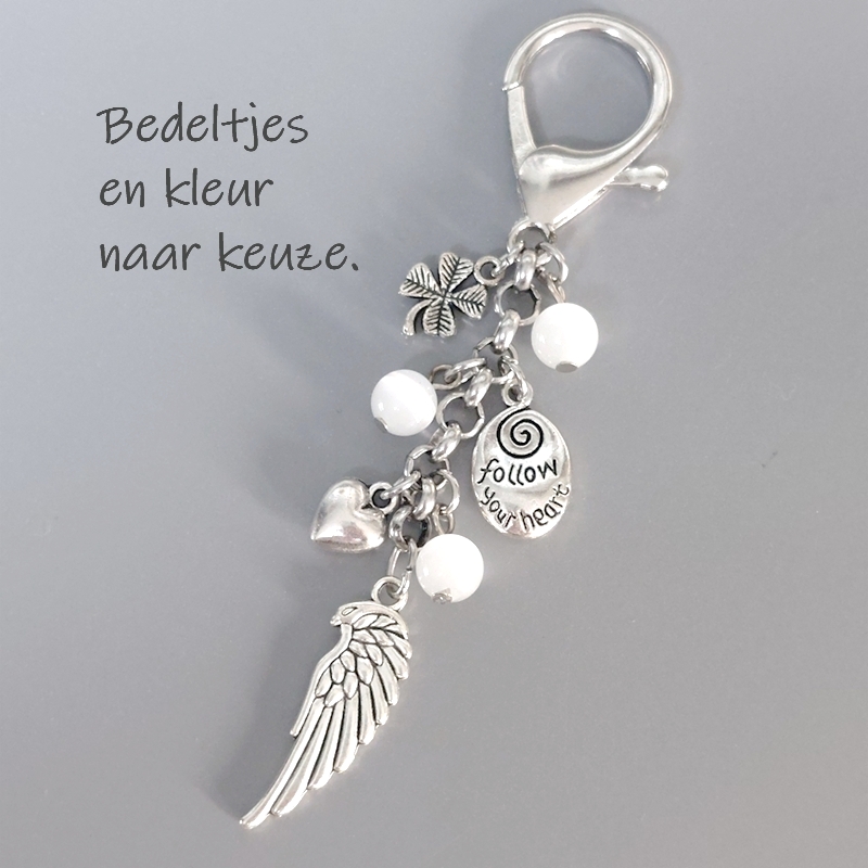Angel Wing Follow your Heart - Volg je Hart - Succes Geslaagd Clip-On tashanger sleutelhanger