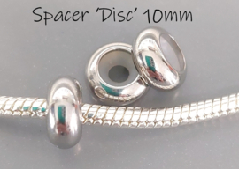 Spacer bedel 'Century RVS' voor 3mm-4,2mm - stopper voor bedelarmband Pandora Trollbeads enz.