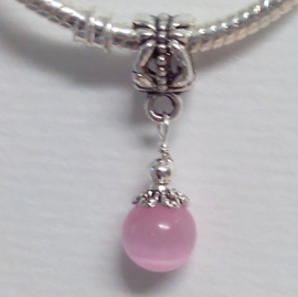 ROZE Murano Glasbedel Cat Eye Pareltje - Pandora Style bedel
