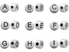 Letterkraal - A t/m Z - Letters - Alfabet kralen - Initiaal Kralen - Ø2mm rijg gat - Antiek zilver DQ metaal 7mm (lood en nikkelvrij)