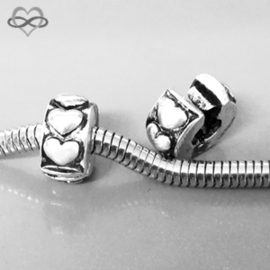 Clip Bedel Band of Hearts Stopper - Hartjes Charm voor bedelarmband - Stopper Pandora armband compatible