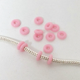 Rubberen Stoppers  PINK ROZE - 6x bedel Stopper voor Bedelarmband Pandora of hobby - 6 stuks