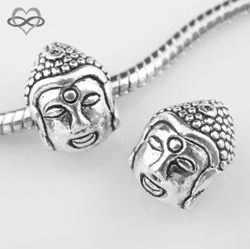 Boeddha Hoofd bedel voor bedelarmband van Pandora Trollbeads enz.  Symbool voor Welzijn en Geluk