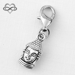 Boeddha Hoofd 16mm - symbool voor geluk en welzijn - Clip-On Charm bedel hanger