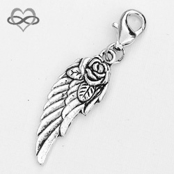 Angel Wing met Roos Clip-On Charm bedel hanger 31mm