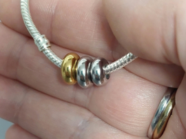 Spacer bedel 'Century RVS' voor 3mm-4,2mm - stopper voor bedelarmband Pandora Trollbeads enz.