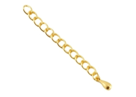 Verlengketting Goud DQ Metaal met druppel 6cm - verlengketting voor ketting armband of enkelbandje (nikkelvrij)