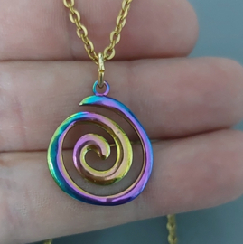 Spiraal Vortex ketting Multi Color Goud van Stainless Steel