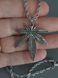 Wietblad Grass ketting - 420-friendly chain - Flower Power ketting - Stainless steel