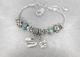 Pandora Style Bedelarmband voor Someone Special (speciaal persoon) en 2 stoppers - in 5 kleuren