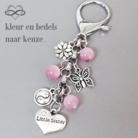 Sister - LITTLE SISTER - Kleine Zus Zusje - Hart met tekst Clip-On hanger