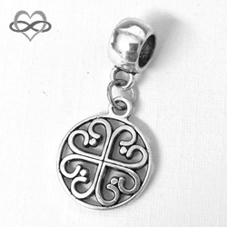 Bloem Keltische 4 harten symbool hangende bedel voor bedelarmband van Pandora Trollbeads enz.