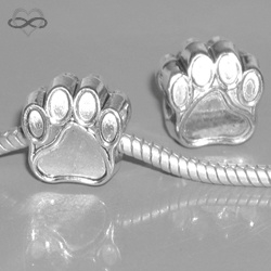 Hond Kat Pootje - 2-zijdig - bedel kraal voor bedelarmband van Pandora Trollbeads enz.