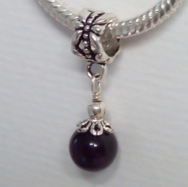 ZWART Murano Glasbedel Cat Eye Pareltje - Pandora Style bedel