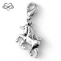 Eenhoorn Unicorn paard 24mm - symbool voor zuiverheid persoonlijke kracht en fantasie wereld - Clip-On Charm bedel hanger