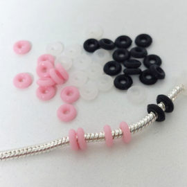 Rubberen Stoppers  PINK ROZE - 6x bedel Stopper voor Bedelarmband Pandora of hobby - 6 stuks