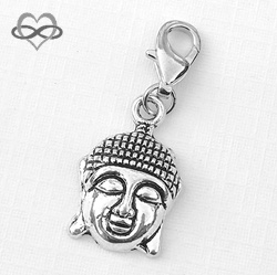 Boeddha Hoofd 22mm - symbool voor geluk en welzijn - Clip-On Charm bedel hanger