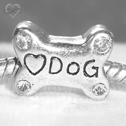 HONDENBOT DOG bedel voor bedelarmband van Pandora Trollbeads enz - Strass aan 2 kanten.