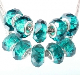 Emerald Groen Facet Murano Glasbedel Pandora Style bedel