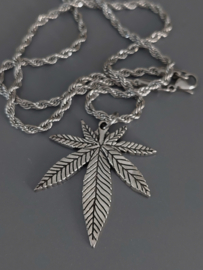 Wietblad Grass ketting - 420-friendly chain - Flower Power ketting - Stainless steel