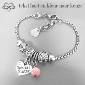 Pandora Style Bedel Armband met Parel en Hart met tekst - cadeau voor Oma Moeder Dochter Nichtje Tante Vriendin enz.