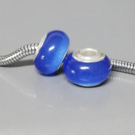 TOPAAS BLAUW Murano Glasbedel CAT EYE Pandora Style bedel
