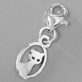 Kat Poes Medaillon - Clip-On Charm hanger voor schakelarmband