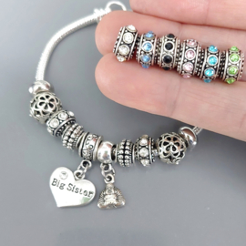 Zussen armband voor Grote zus. Big Sister in Pandora Style - Cadeau voor zussen in 8 kleuren.
