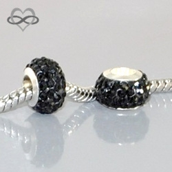 Zwart CZ Kristal Charm bedel - 11,5x8mm Pandora Style Bedel