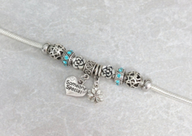 Pandora Style Bedelarmband voor Someone Special (speciaal persoon) en 2 stoppers - in 5 kleuren
