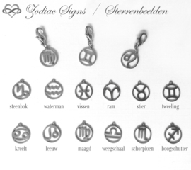 Zodiac Sign Sterrenbeeld Symbool Clip-On Charm voor aan schakelarmband