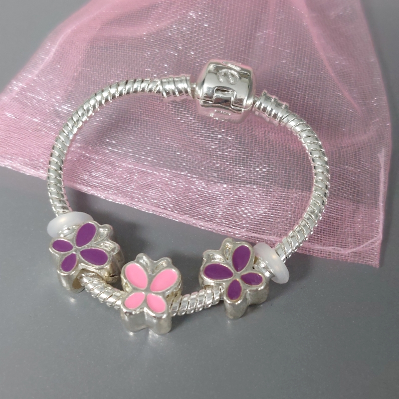 Peuter Armband met Vlinders 13-14cm geschikt voor Pandora Piccolo Charms en alle bedels op deze website