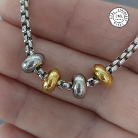 Spacer bedel ' Century RVS ' voor 2,5-3,0mm - stopper voor bedelarmband Pandora Trollbeads enz.