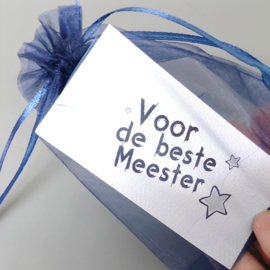 Beste Meester cadeau - IT TAKES A BIG HEART TO TEACH LITTLE MINDS - cadeau school leerkracht kinderdagverblijf - met kaartje en zakje.