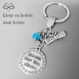 GRADUATE - Reach for the stars - Geslaagd examen rijbewijs cadeau kado - Sleutelhanger