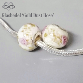 WIT ROZE GOLD DUST Murano Lampwork Glasbedel Pandora Style bedel