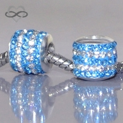 Charm bedel - Topaas Blauw Wit Tsjechisch Kristal Ø11,5mm Pandora Style Bedel