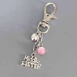 Zussen cadeau - Zussen Sleutelhanger - Cadeau voor grote zus, kleine zus en middelste zus bij geboorte of verjaardag.