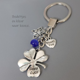 Veel succes sleutelhanger - GOOD LUCK klavertjevier - Veel geluk klavertje vier cadeau