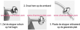 Spacer bedel 'Swirl Design' voor 2,8mm-4,5mm - verzilverde stopper voor bedelarmband Pandora Trollbeads enz.
