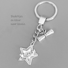 GRADUATE - SUPER - Geslaagd examen rijbewijs cadeau kado - Sleutelhanger