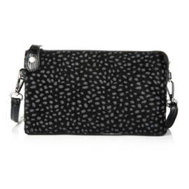 Clutch tas cheetah croco zwart